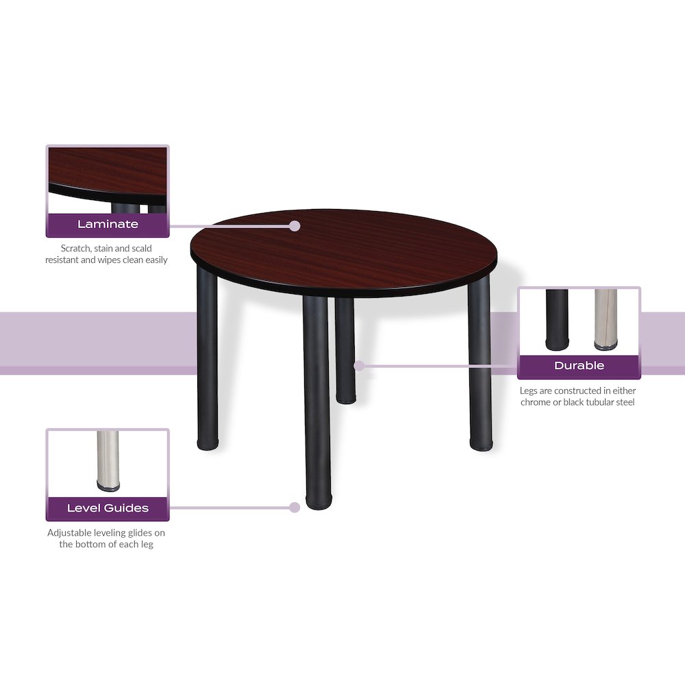 36 in. Round Height Adjustable Classroom Activity Table- Mahogany. Picture 5