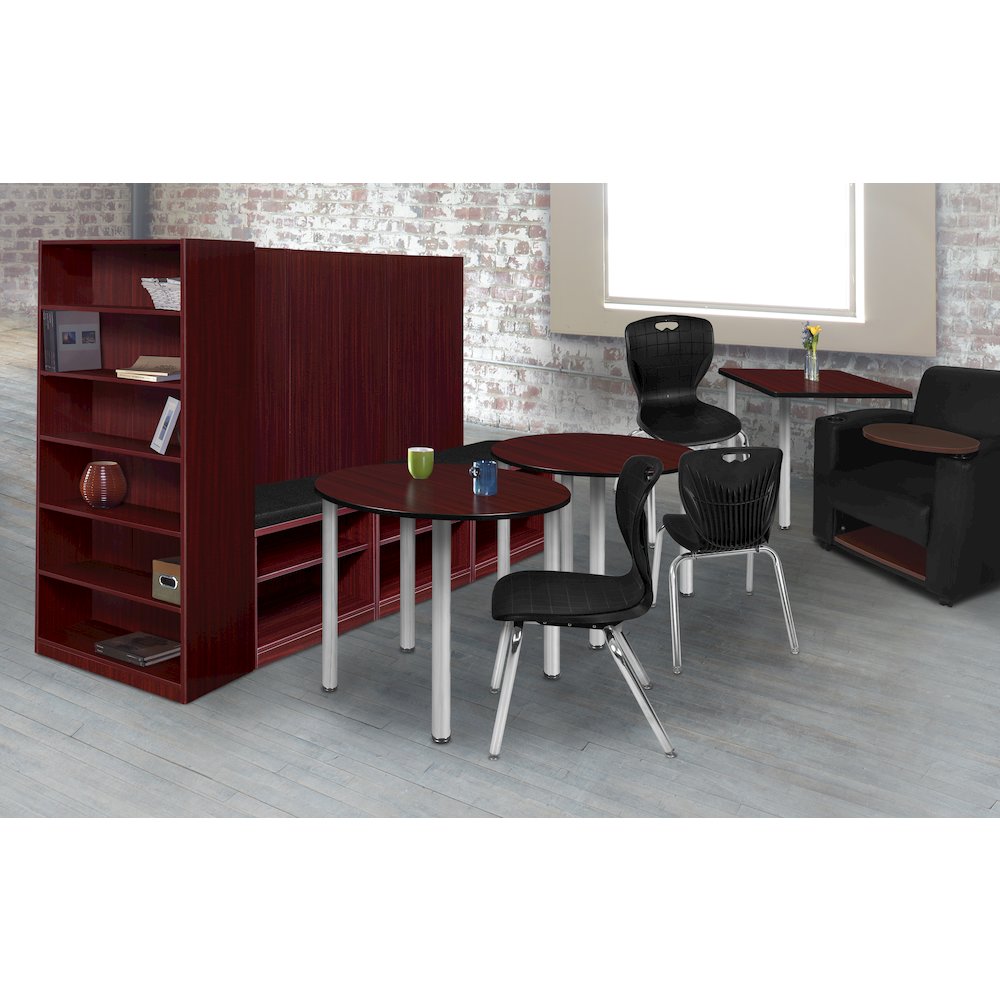 36 in. Medium Round Breakroom Table- Mahogany Top, Chrome Legs. Picture 2