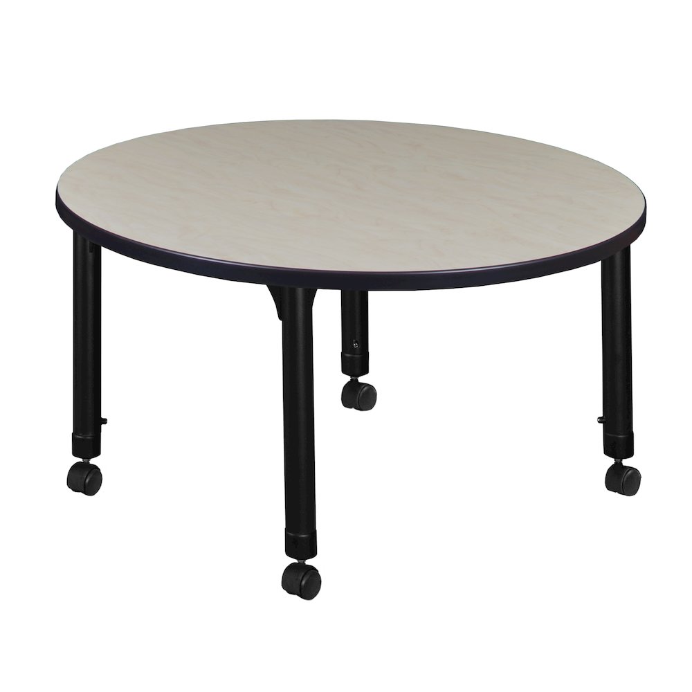 36 in. Round Height Adjustable Mobile Classroom Activity Table- Maple. Picture 2