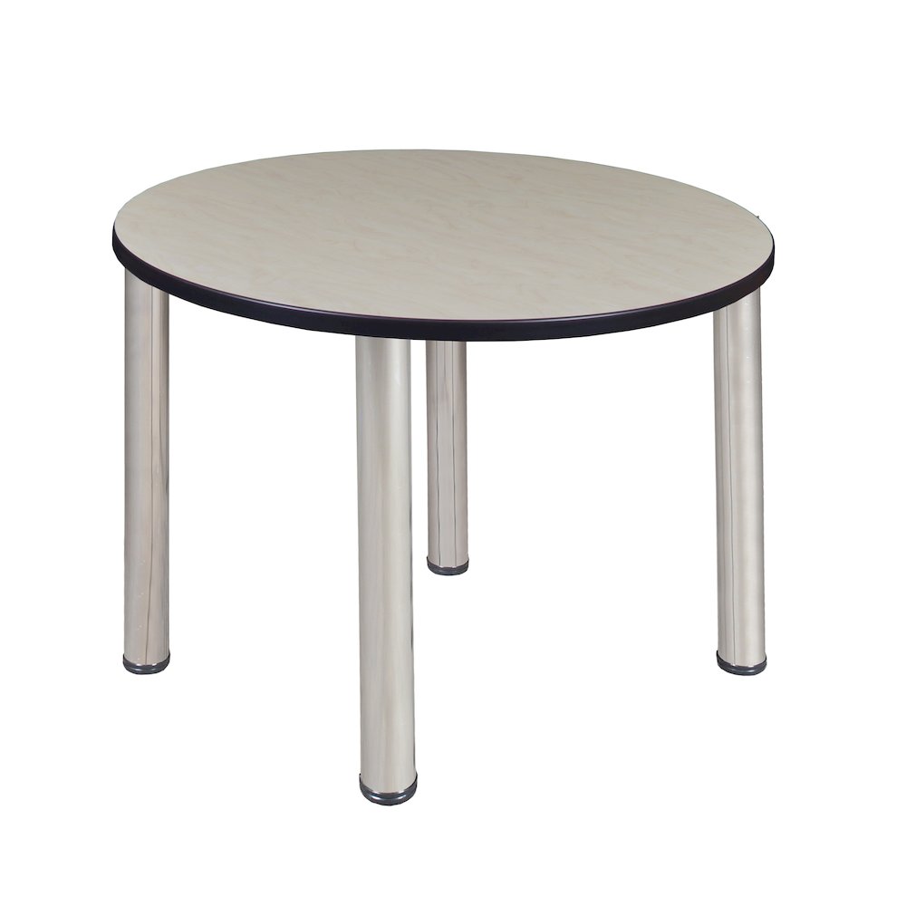 36 in. Medium Round Breakroom Table- Maple Top, Chrome Legs. Picture 1