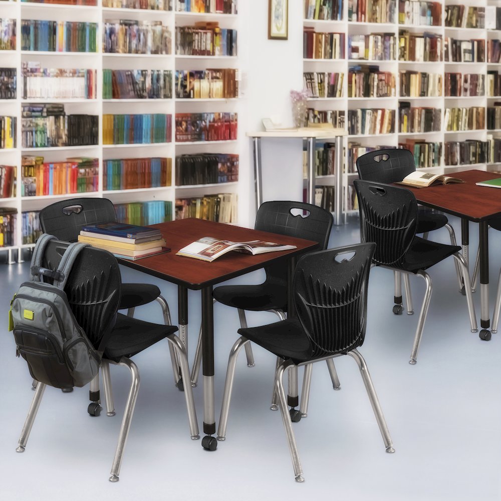 42 Square Mobile Classroom Table- Cherry & 4 Andy 18 Stack Chairs- Black. Picture 7