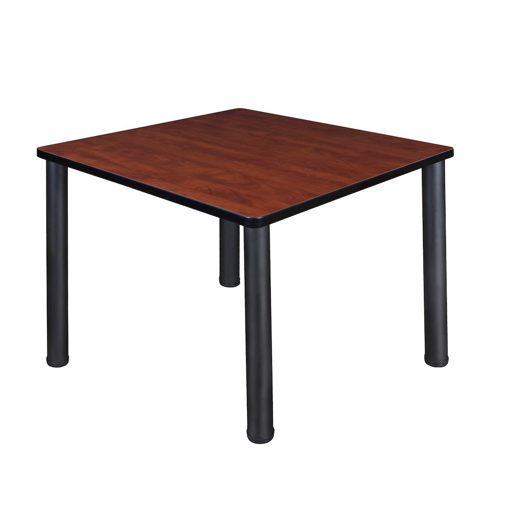 42 in. Medium Square Breakroom Table- Cherry Top, Black Legs. Picture 1