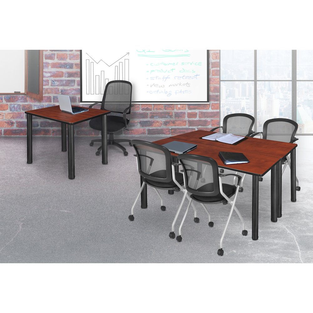 42 in. Medium Square Breakroom Table- Cherry Top, Black Legs. Picture 3