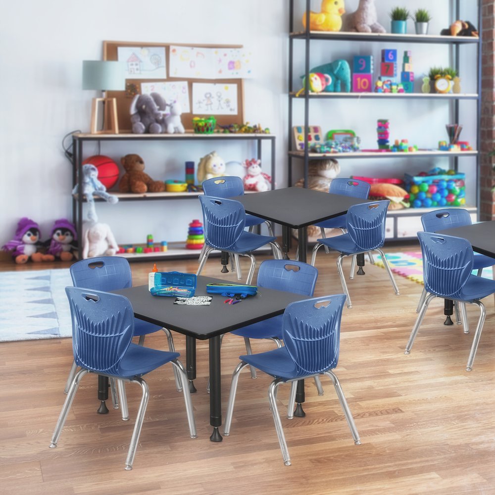 42 in. Square Height Adjustable Classroom Activity Table- Grey. Picture 5
