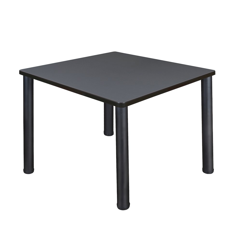 42 in. Medium Square Breakroom Table- Grey Top, Black Legs. Picture 1