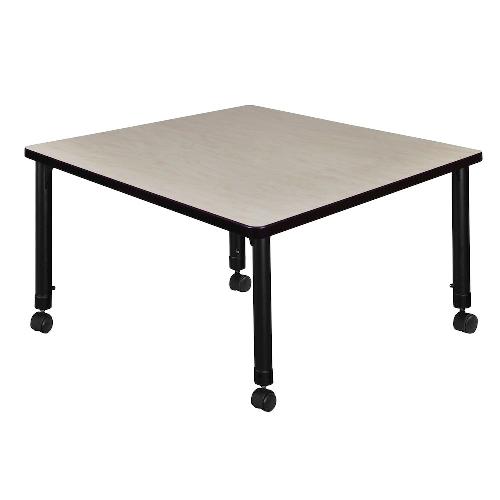 42 in. Square Height Adjustable Mobile Classroom Activity Table- Maple. Picture 2