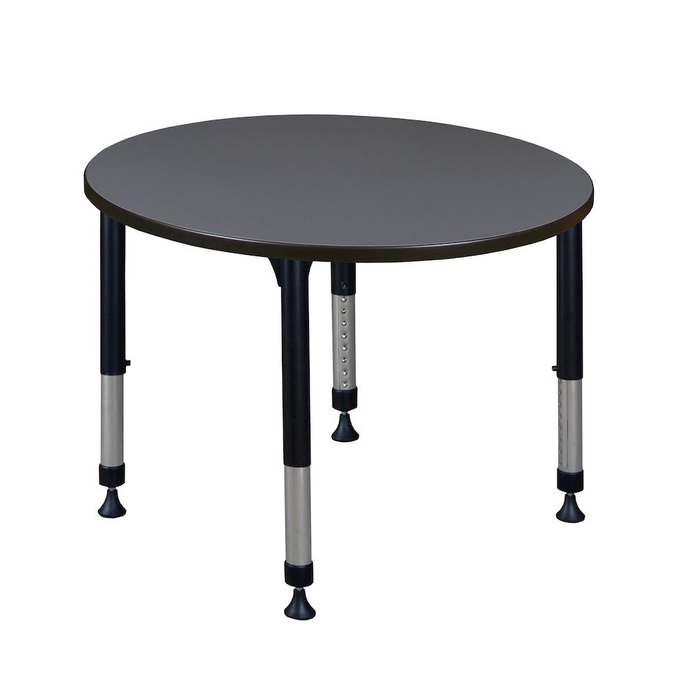 42 in. Round Height Adjustable Classroom Activity Table- Grey. Picture 1