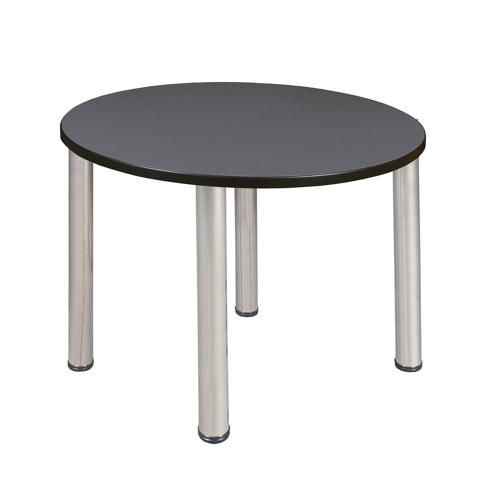 42 in. Medium Round Breakroom Table- Grey Top, Chrome Legs. Picture 1