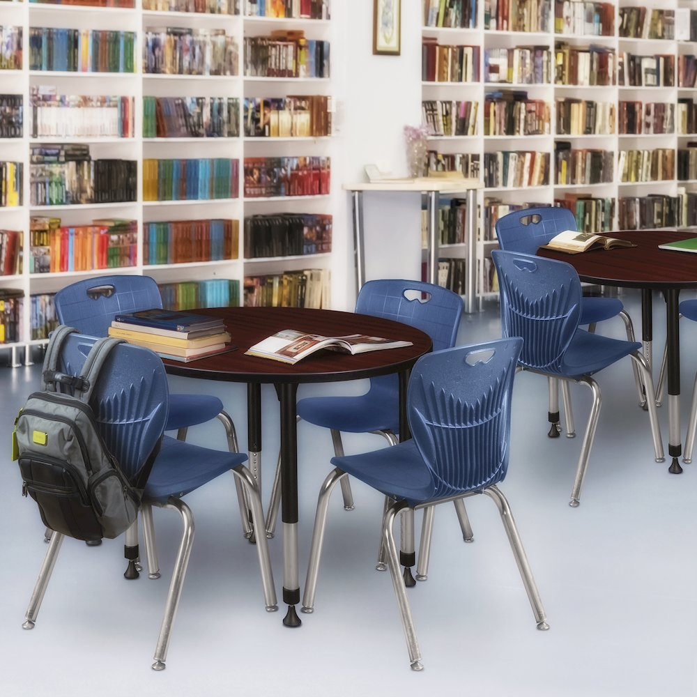 42 in. Round Height Adjustable Mobile Classroom Activity Table- Mahogany. Picture 5