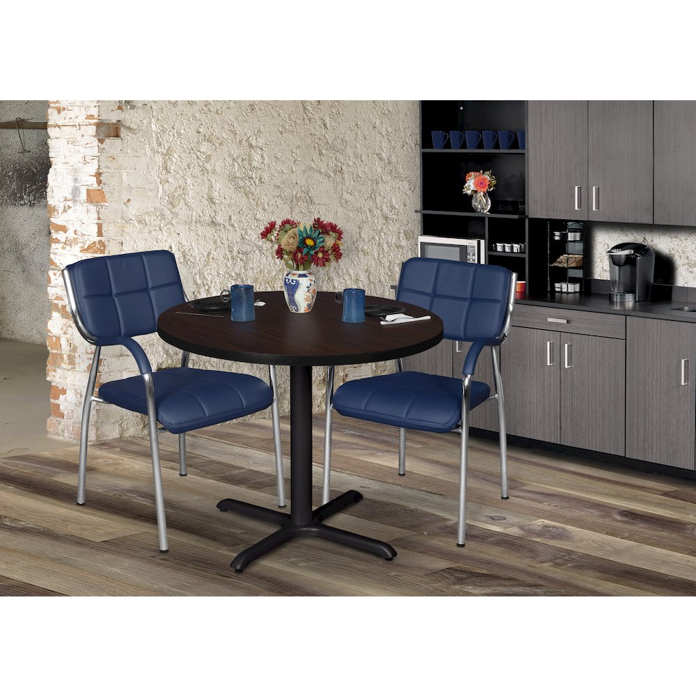 Large 42 in. Round X-Base Breakroom Table- Mahogany. Picture 2