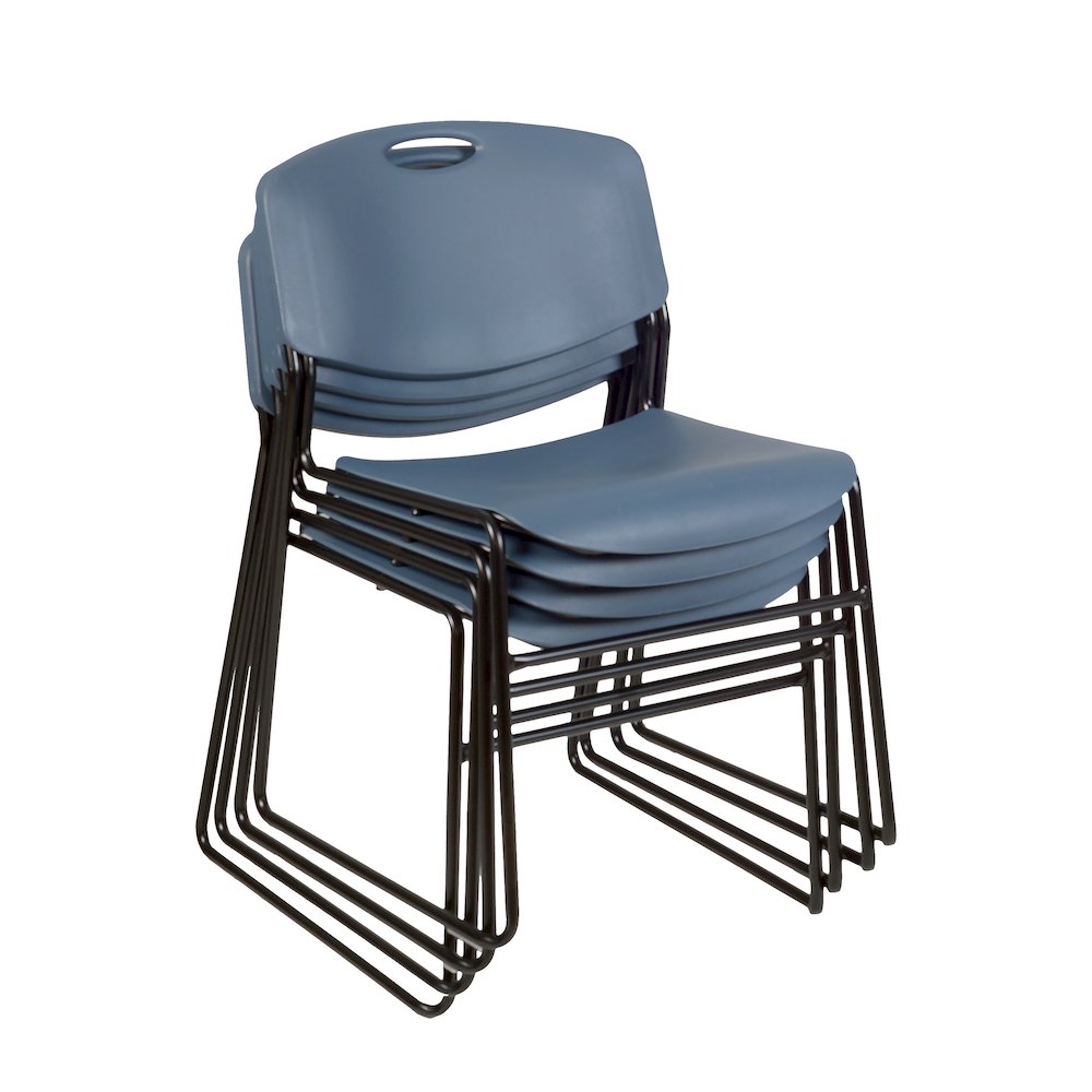 42 in. Round X-Base Breakroom Table- Maple & 4 Zeng Stack Chairs- Blue. Picture 7