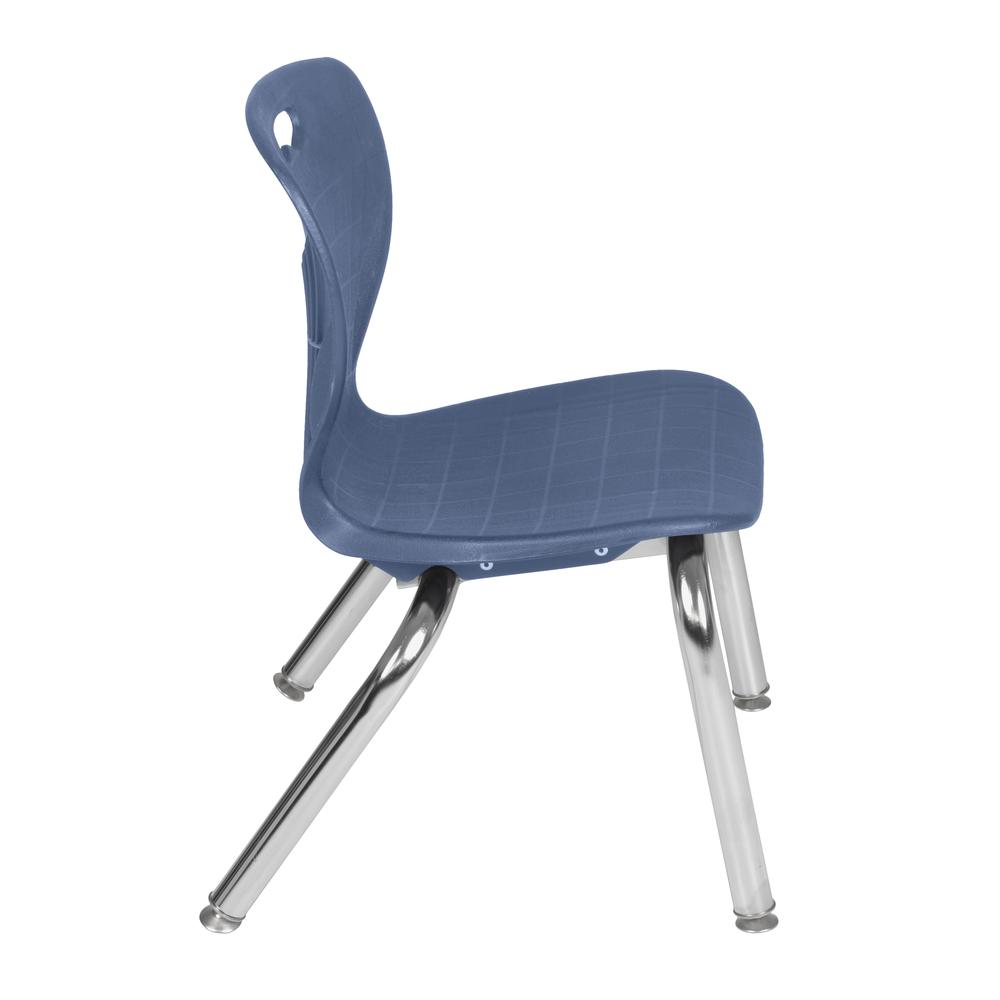 Kee 42" Round Height Adjustable Classroom Table - Maple & 4 Andy 12-in Stack Chairs- Navy Blue. Picture 4