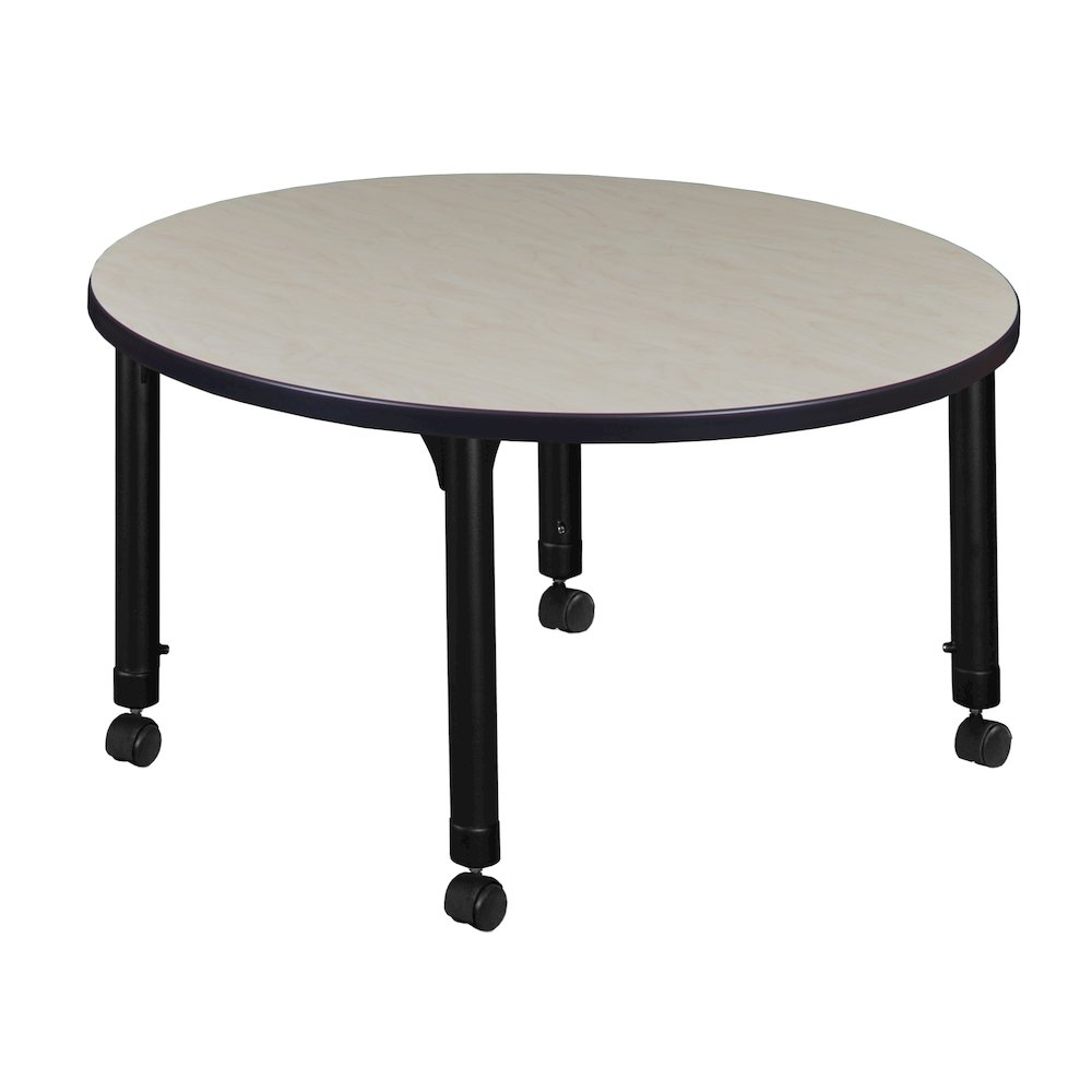 42 in. Round Height Adjustable Mobile Classroom Activity Table- Maple. Picture 2