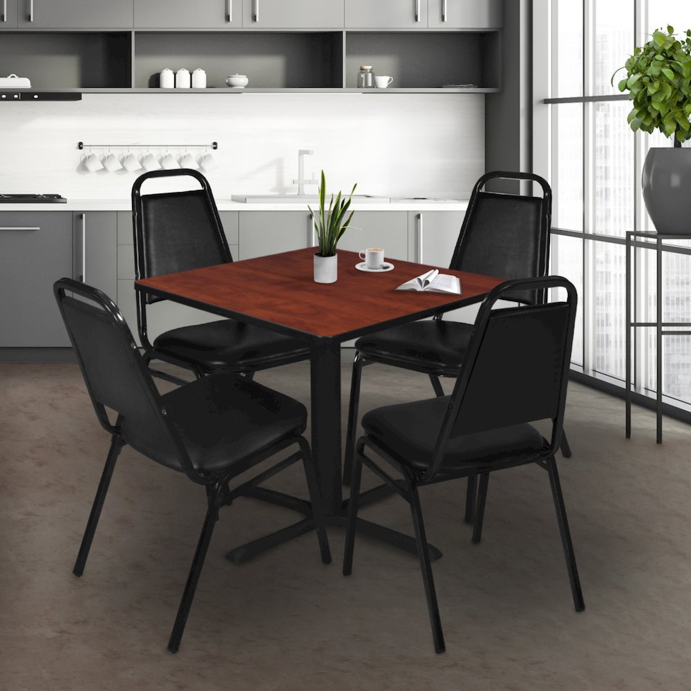Large 48 in. Square X-Base Breakroom Table- Cherry. Picture 5