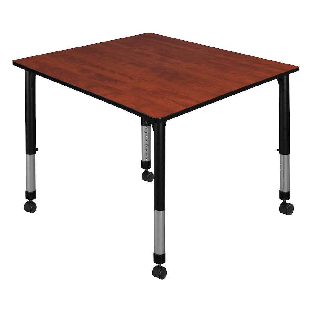 48 in. Square Height Adjustable Mobile Classroom Activity Table- Cherry. Picture 1