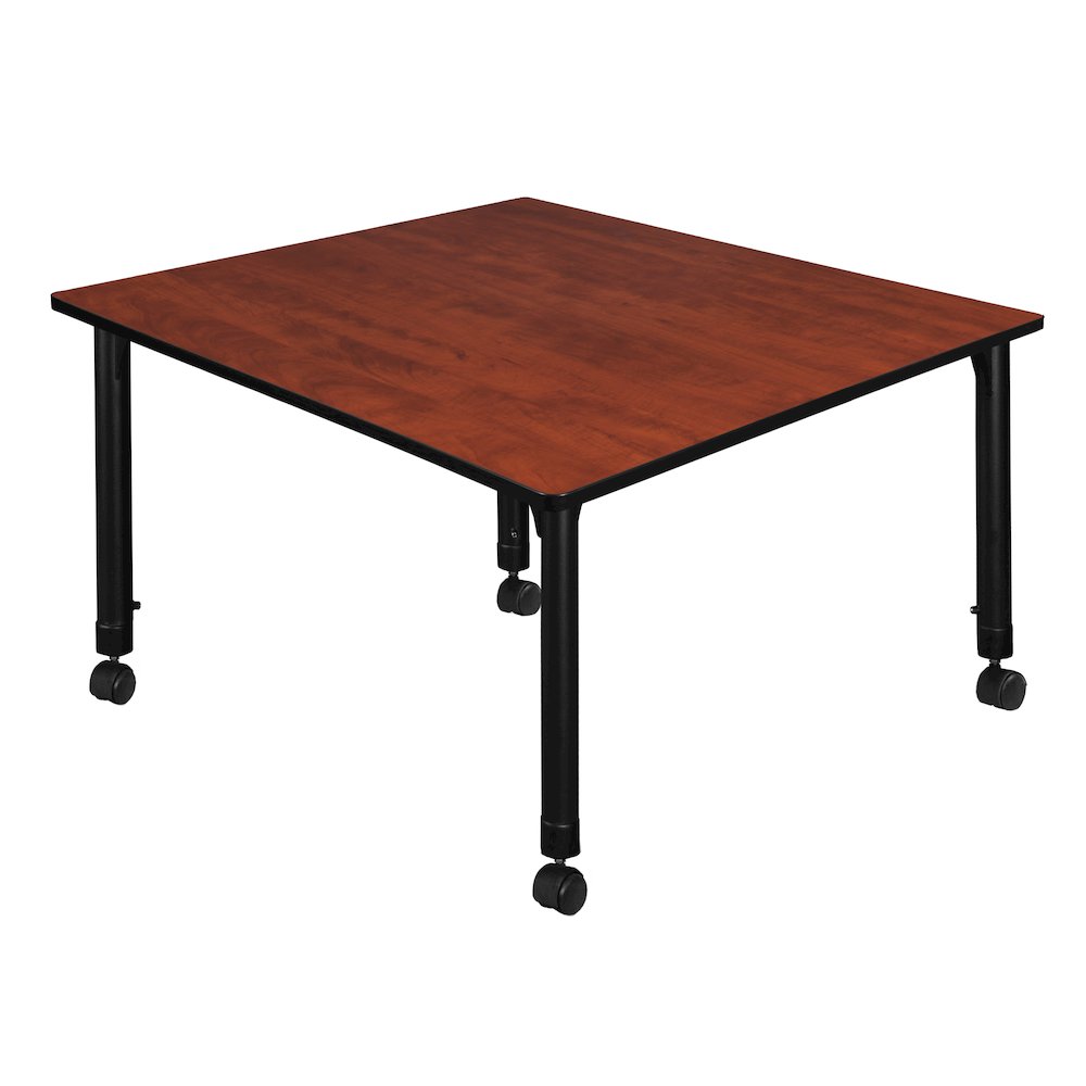 48 in. Square Height Adjustable Mobile Classroom Activity Table- Cherry. Picture 2