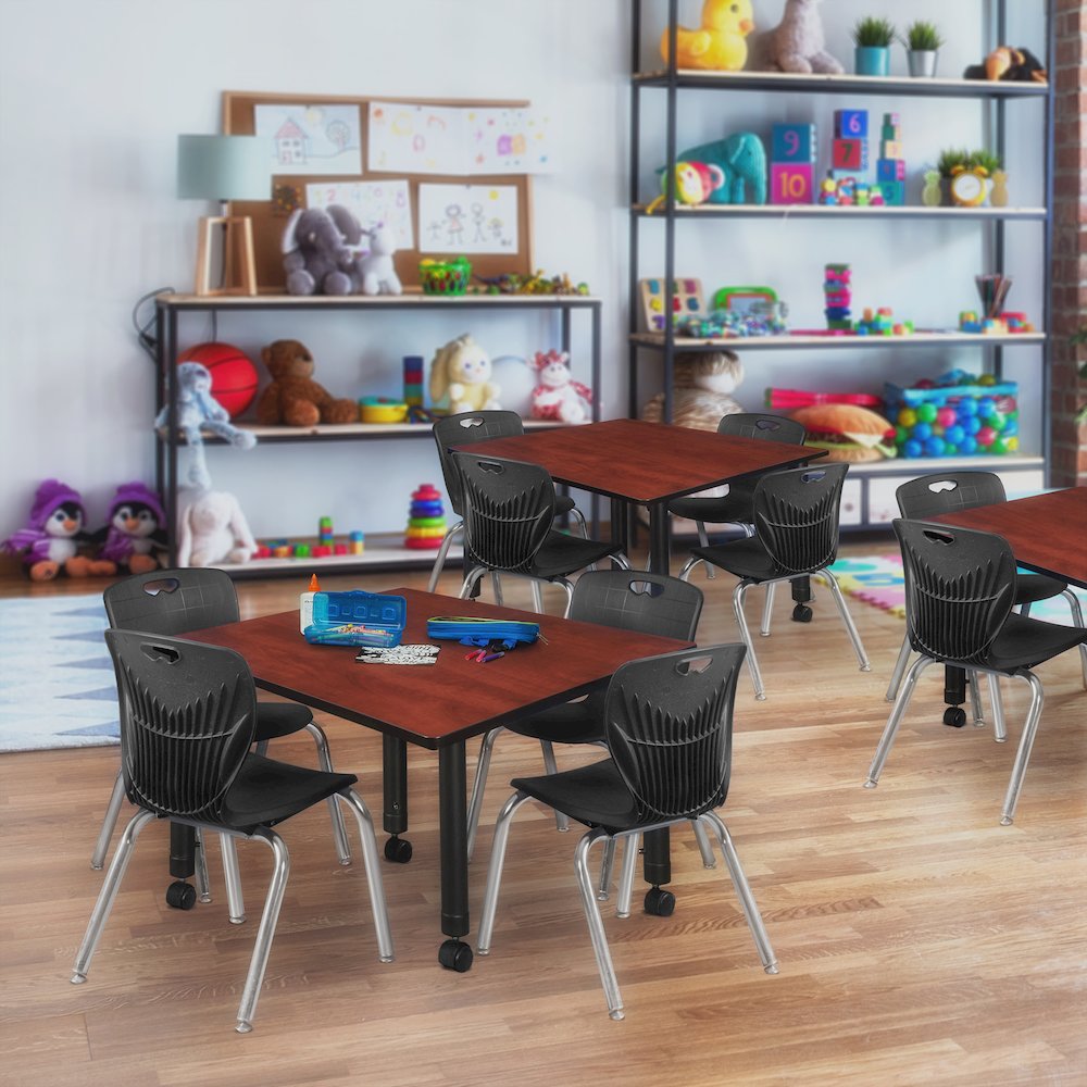 48 in. Square Height Adjustable Mobile Classroom Activity Table- Cherry. Picture 5