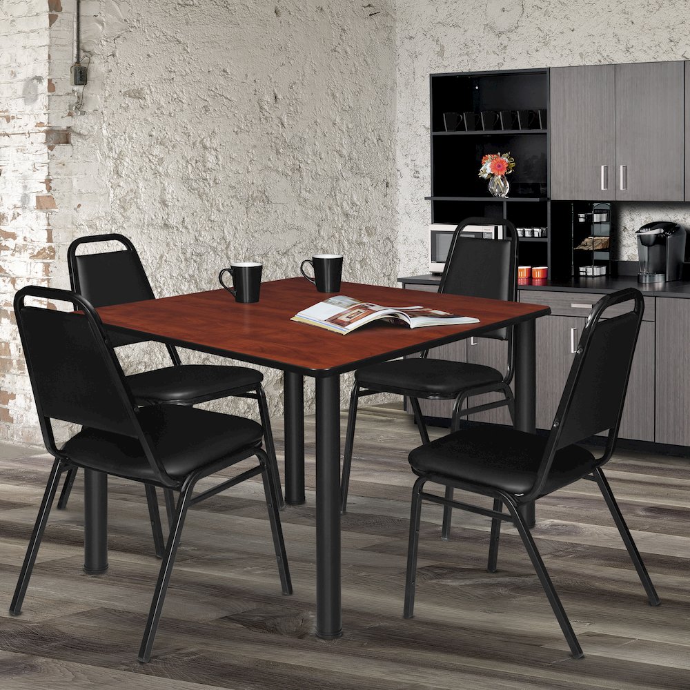 48 in. Large Square Breakroom Table- Cherry Top, Black Legs. Picture 3