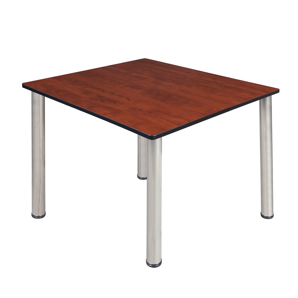 48 in. Large Square Breakroom Table- Cherry Top, Chrome Legs. Picture 1