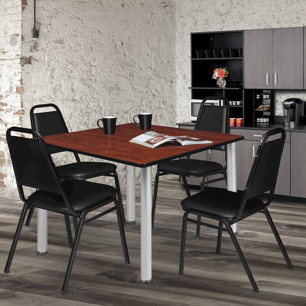 48 in. Large Square Breakroom Table- Cherry Top, Chrome Legs. Picture 3