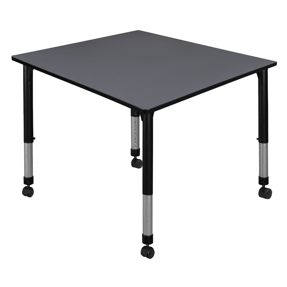48 in. Square Height Adjustable Mobile Classroom Activity Table- Grey. Picture 1