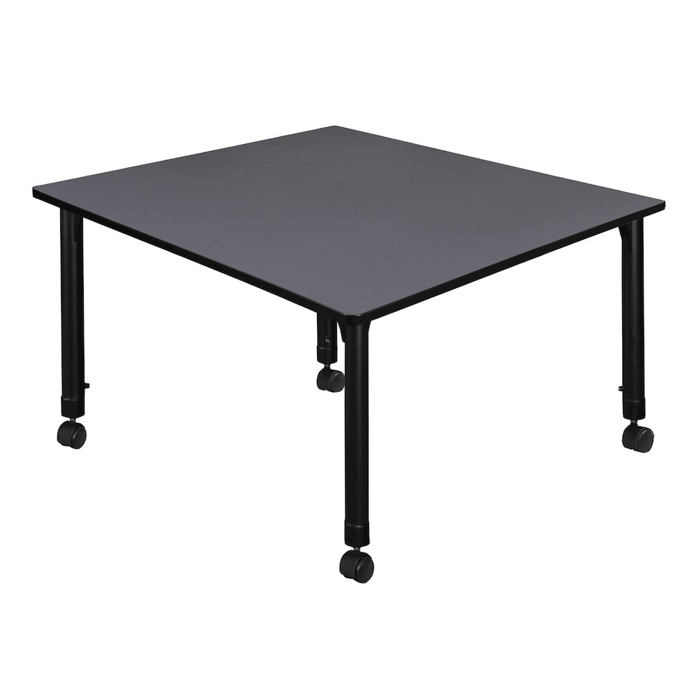 48 in. Square Height Adjustable Mobile Classroom Activity Table- Grey. Picture 2
