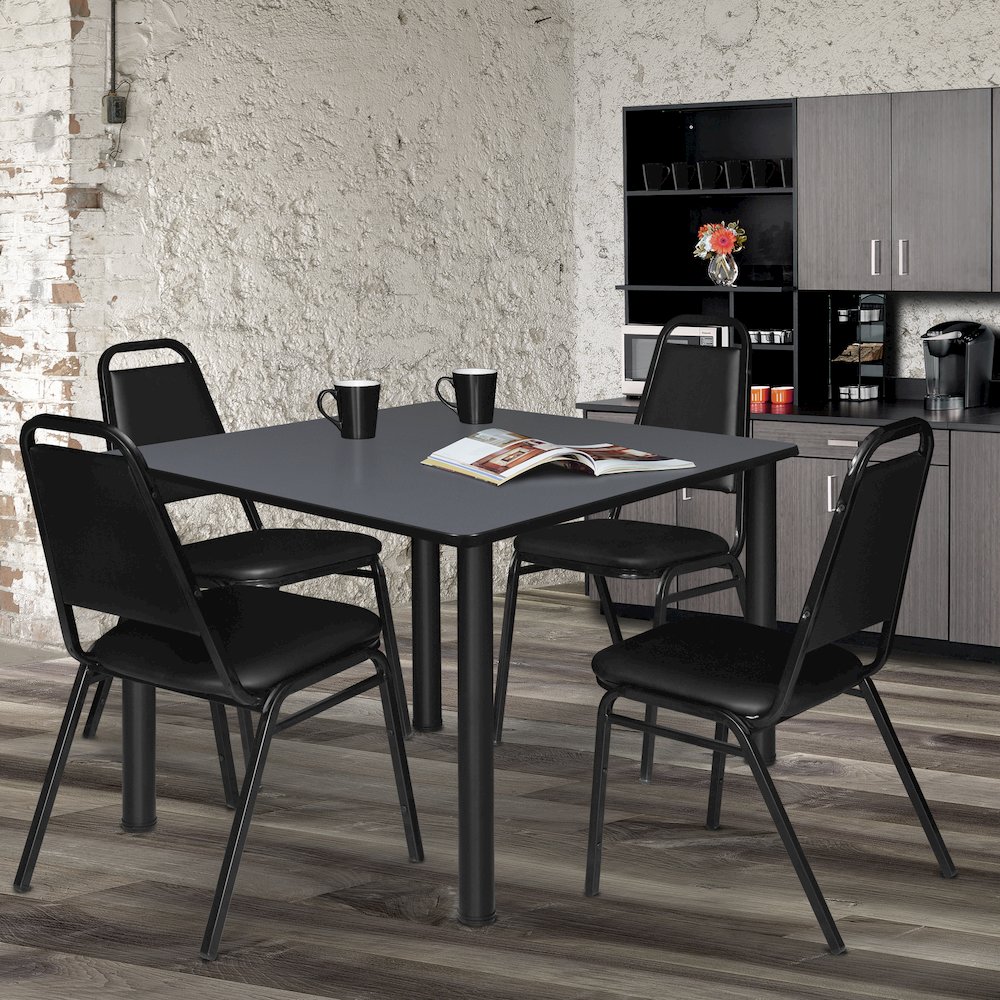 48 in. Large Square Breakroom Table- Grey Top, Black Legs. Picture 3