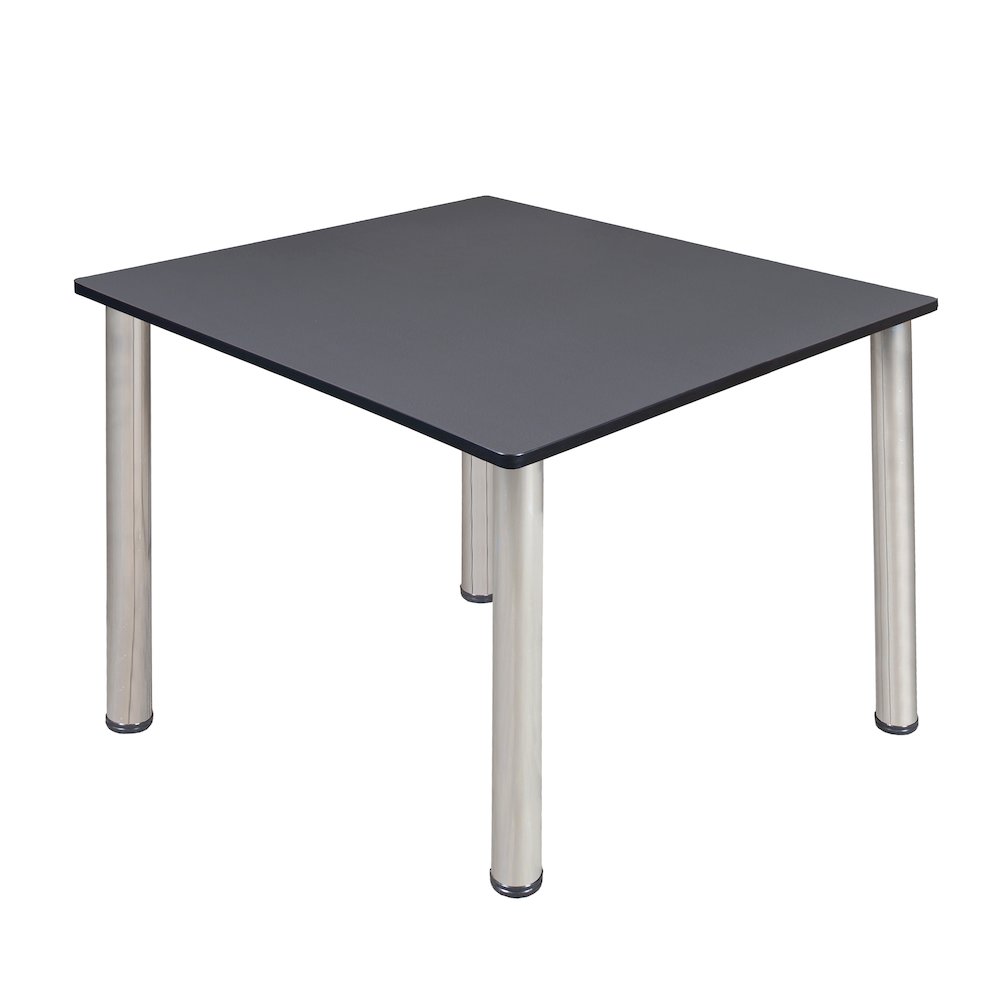 48 in. Large Square Breakroom Table- Grey Top, Chrome Legs. Picture 1