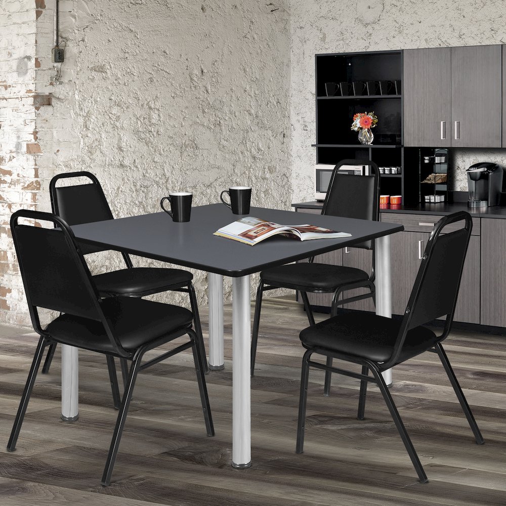 48 in. Large Square Breakroom Table- Grey Top, Chrome Legs. Picture 3