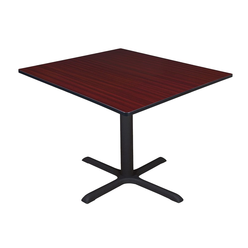 Large 48 in. Square X-Base Breakroom Table- Mahogany. Picture 1