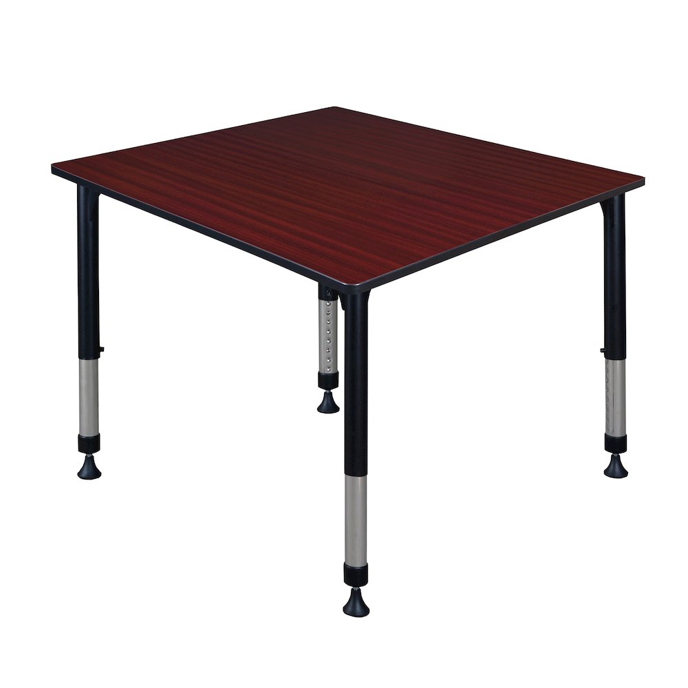 48 in. Square Height Adjustable Classroom Activity Table- Mahogany. Picture 1