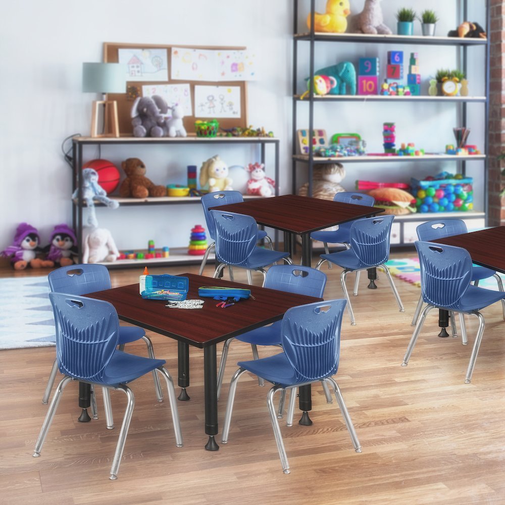 48 in. Square Height Adjustable Classroom Activity Table- Mahogany. Picture 5