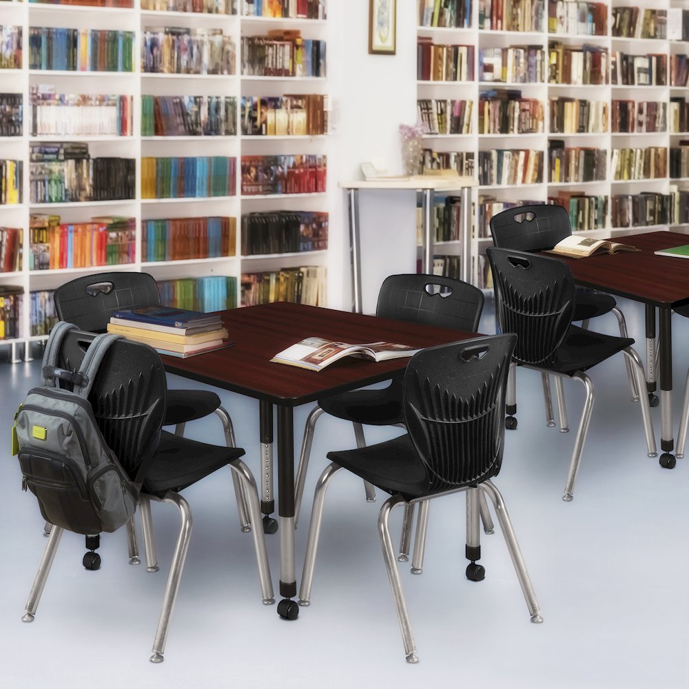 48 Square Mobile Classroom Table- Mahogany & 4 Andy 18 Stack Chairs- Black. Picture 7