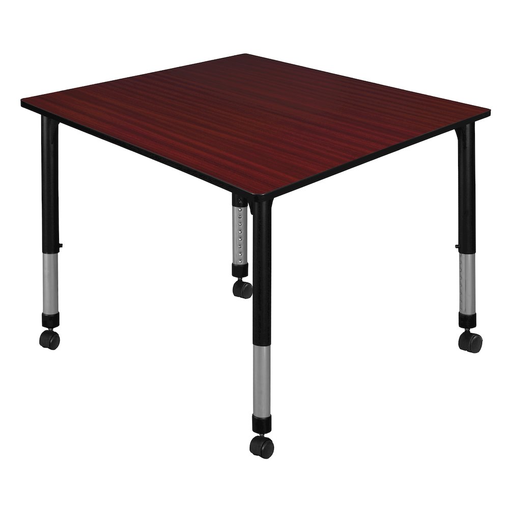 48 in. Square Height Adjustable Mobile Classroom Activity Table- Mahogany. Picture 1