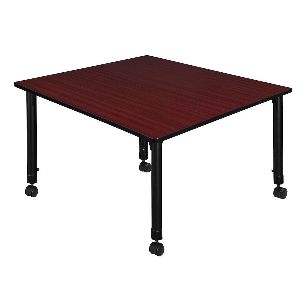 48 in. Square Height Adjustable Mobile Classroom Activity Table- Mahogany. Picture 2