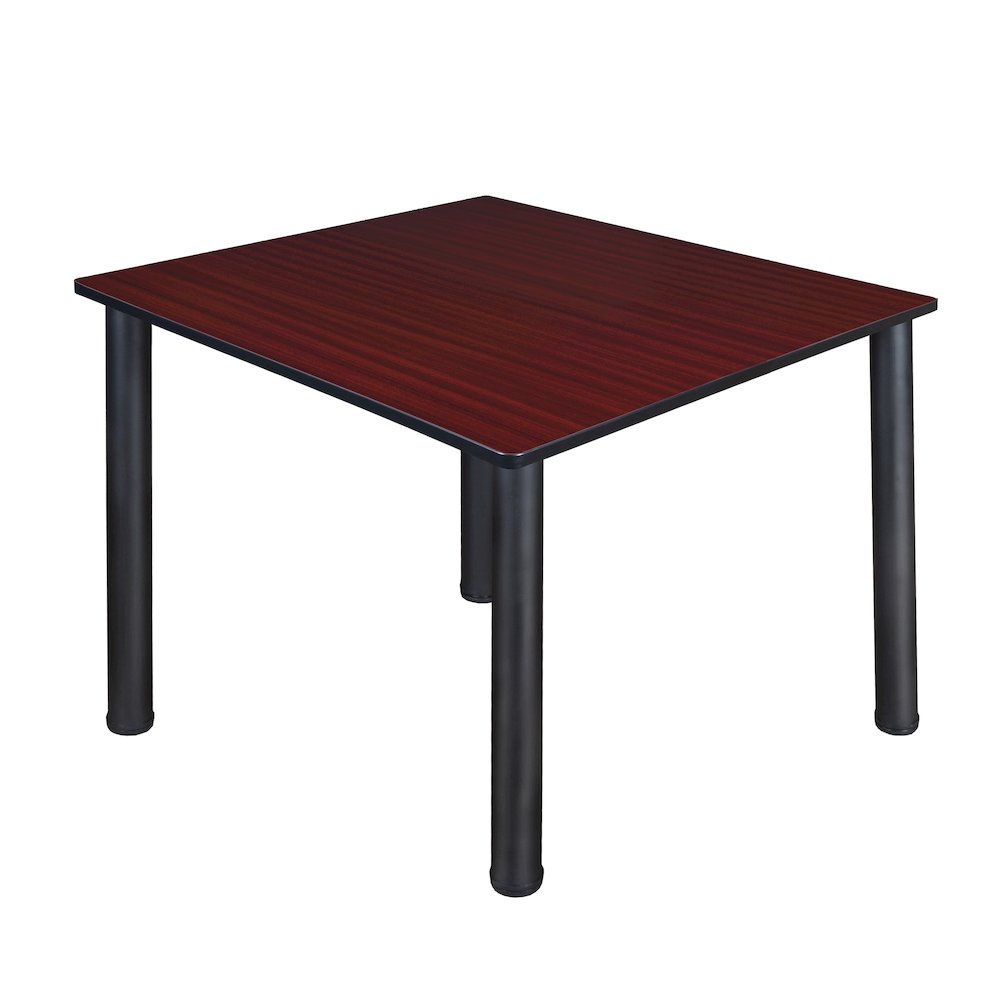 48 in. Large Square Breakroom Table- Mahogany Top, Black Legs. Picture 1
