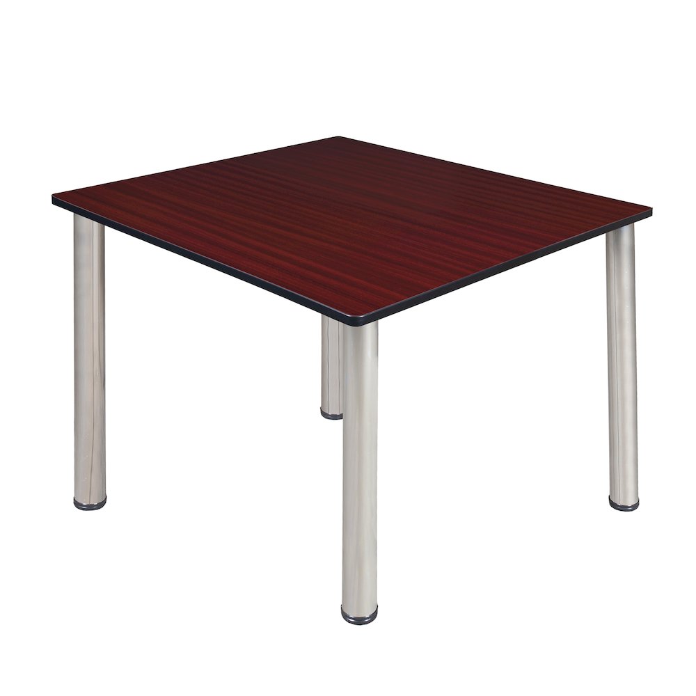48 in. Large Square Breakroom Table- Mahogany Top, Chrome Legs. Picture 1