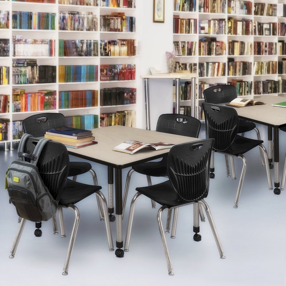 48 Square Mobile Classroom Table- Maple & 4 4 Andy 18 Stack Chairs- Black. Picture 7