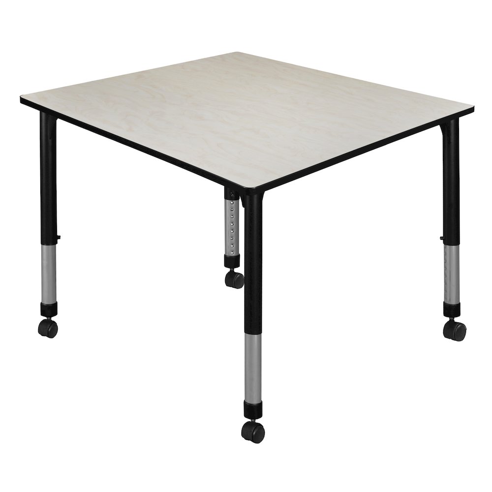 48 in. Square Height Adjustable Mobile Classroom Activity Table- Maple. Picture 1