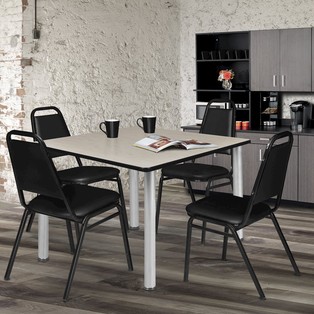 48 in. Large Square Breakroom Table- Maple Top, Chrome Legs. Picture 3