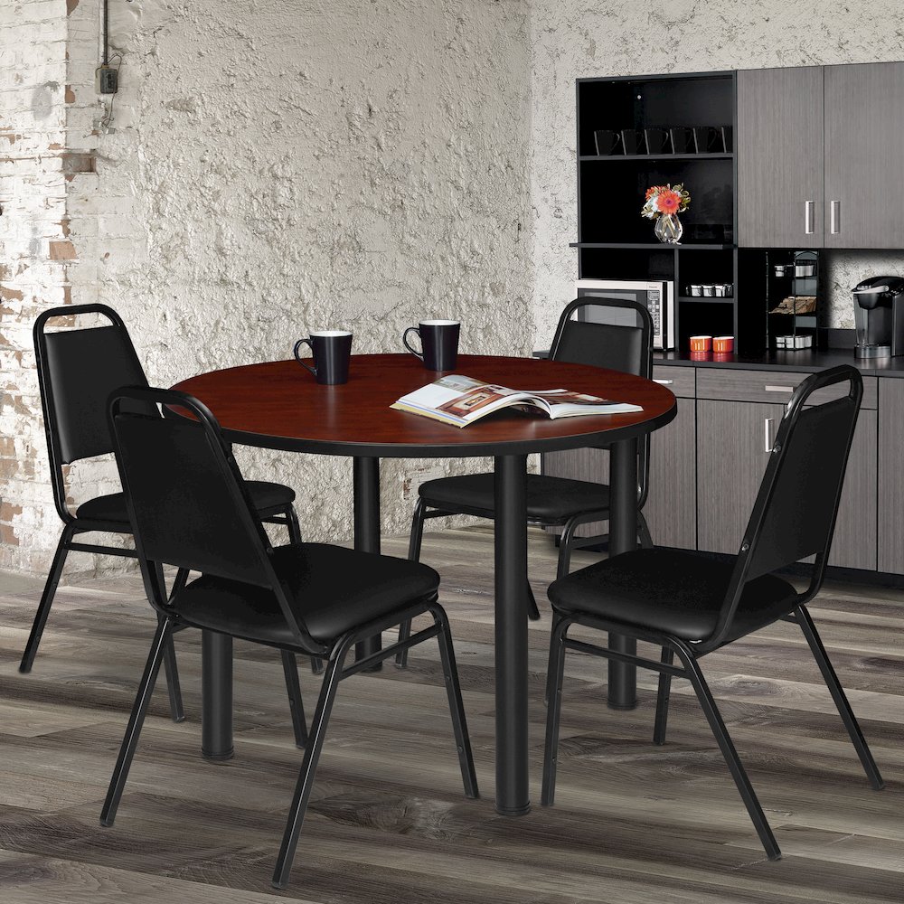 48 in. Large Round Breakroom Table- Cherry Top, Black Legs. Picture 2