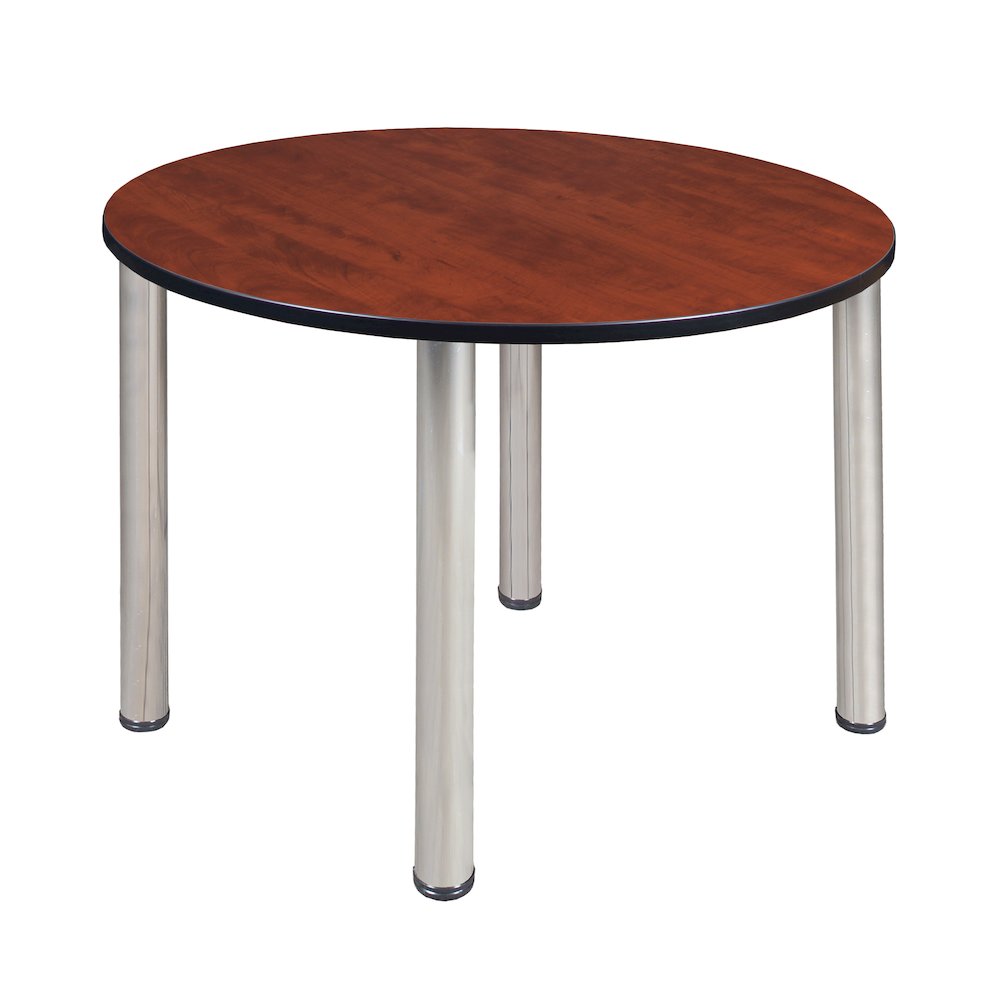 48 in. Large Round Breakroom Table- Cherry Top, Chrome Legs. Picture 1