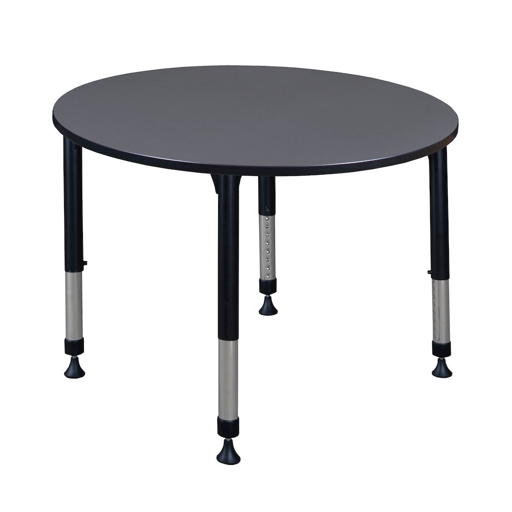 48 in. Round Height Adjustable Classroom Activity Table- Grey. Picture 1