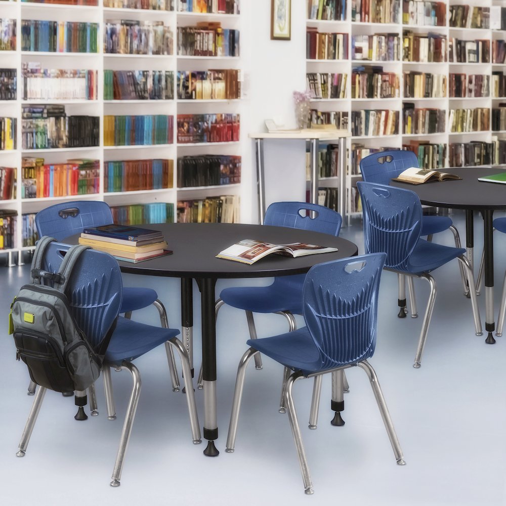 48 in. Round Height Adjustable Classroom Activity Table- Grey. Picture 5