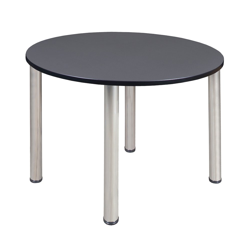 48 in. Large Round Breakroom Table- Grey Top, Chrome Legs. Picture 1