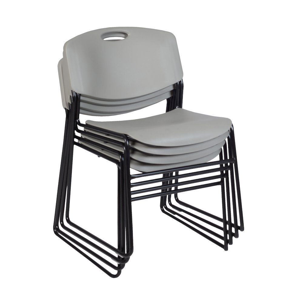 48 in. Round X-Base Breakroom Table- Mahogany & 4 Zeng Stack Chairs- Grey. Picture 7