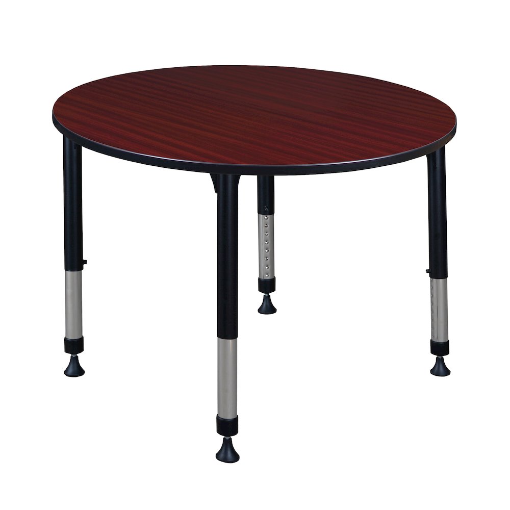 48 in. Round Height Adjustable Classroom Activity Table- Mahogany. Picture 1