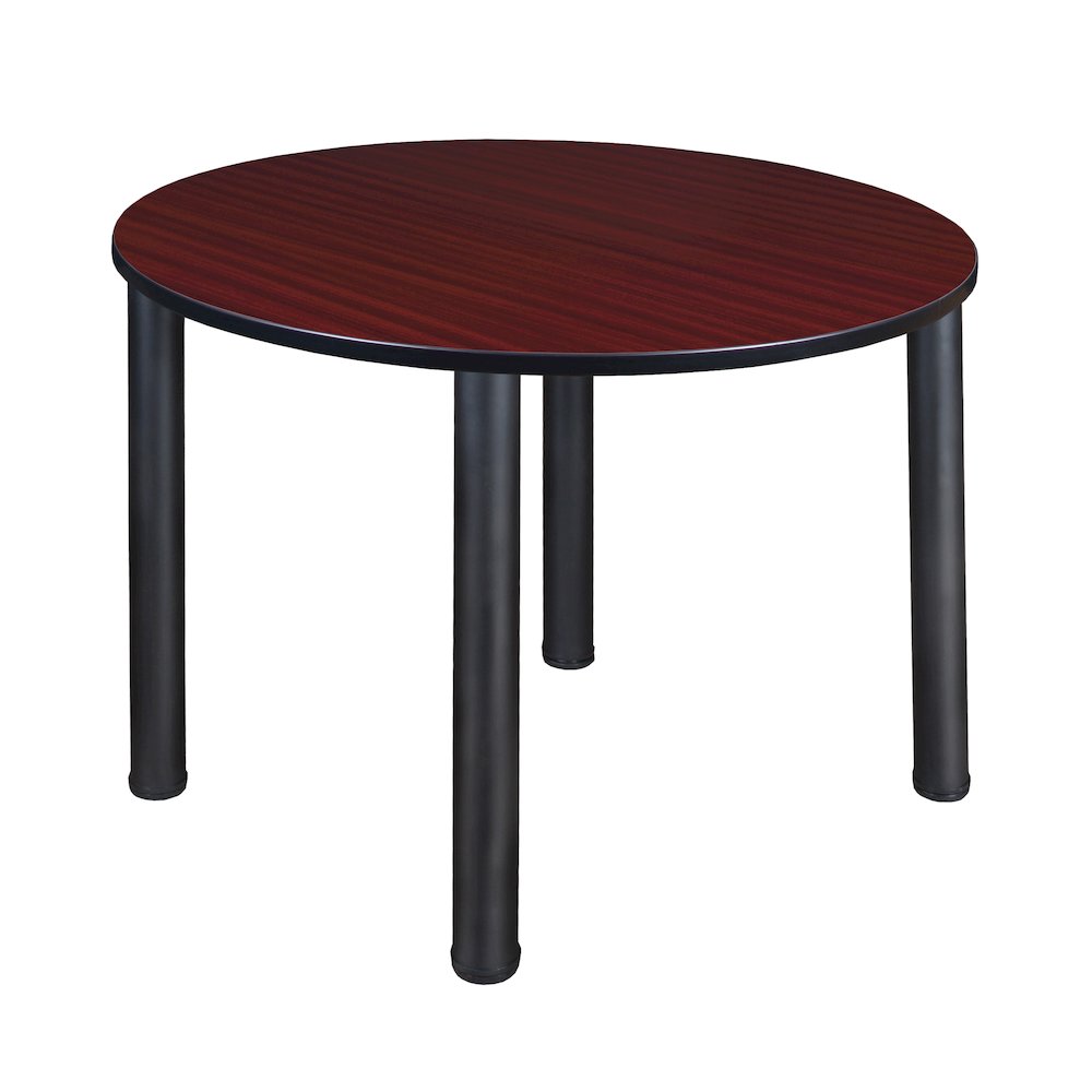 48 in. Large Round Breakroom Table- Mahogany Top, Black Legs. Picture 1