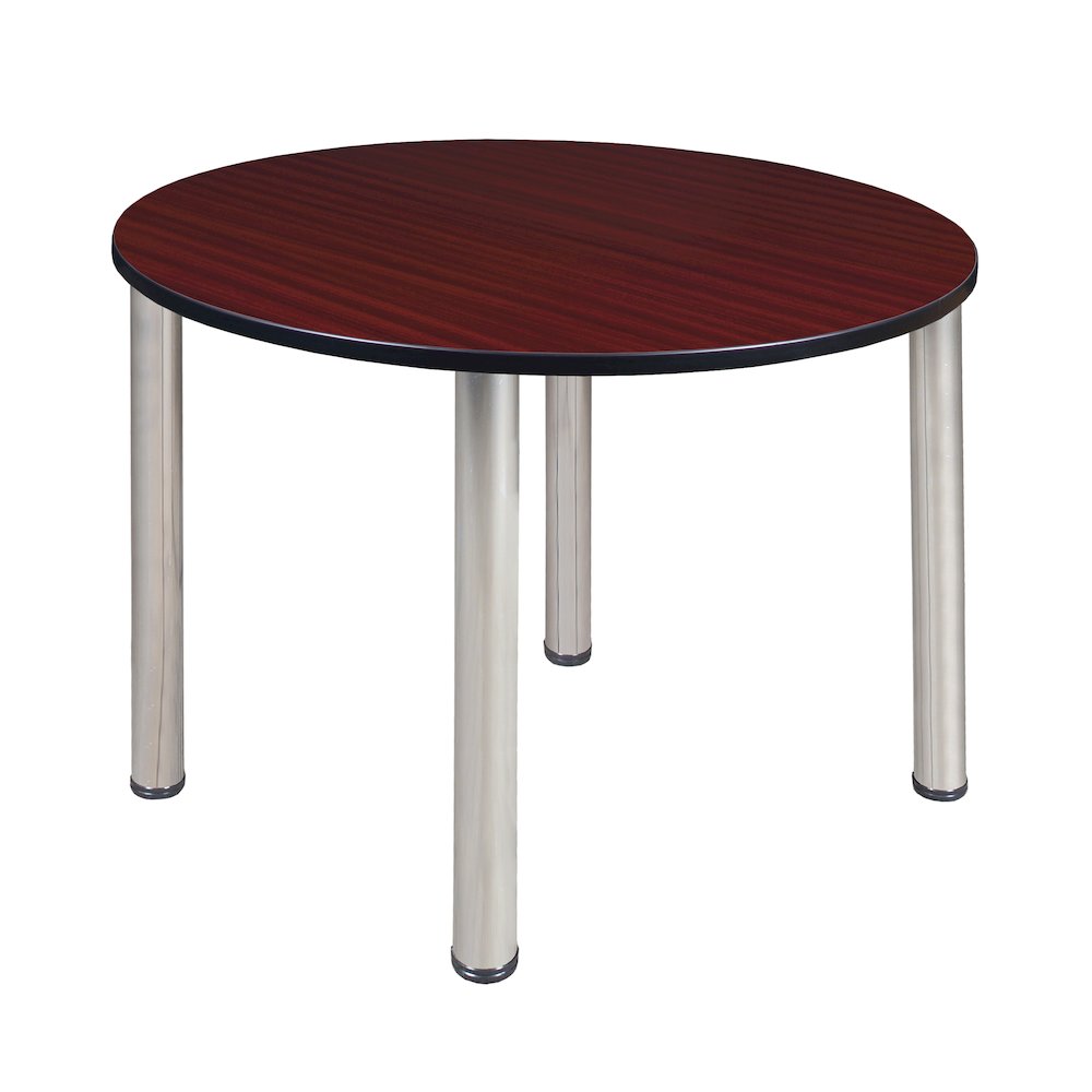 48 in. Large Round Breakroom Table- Mahogany Top, Chrome Legs. Picture 1