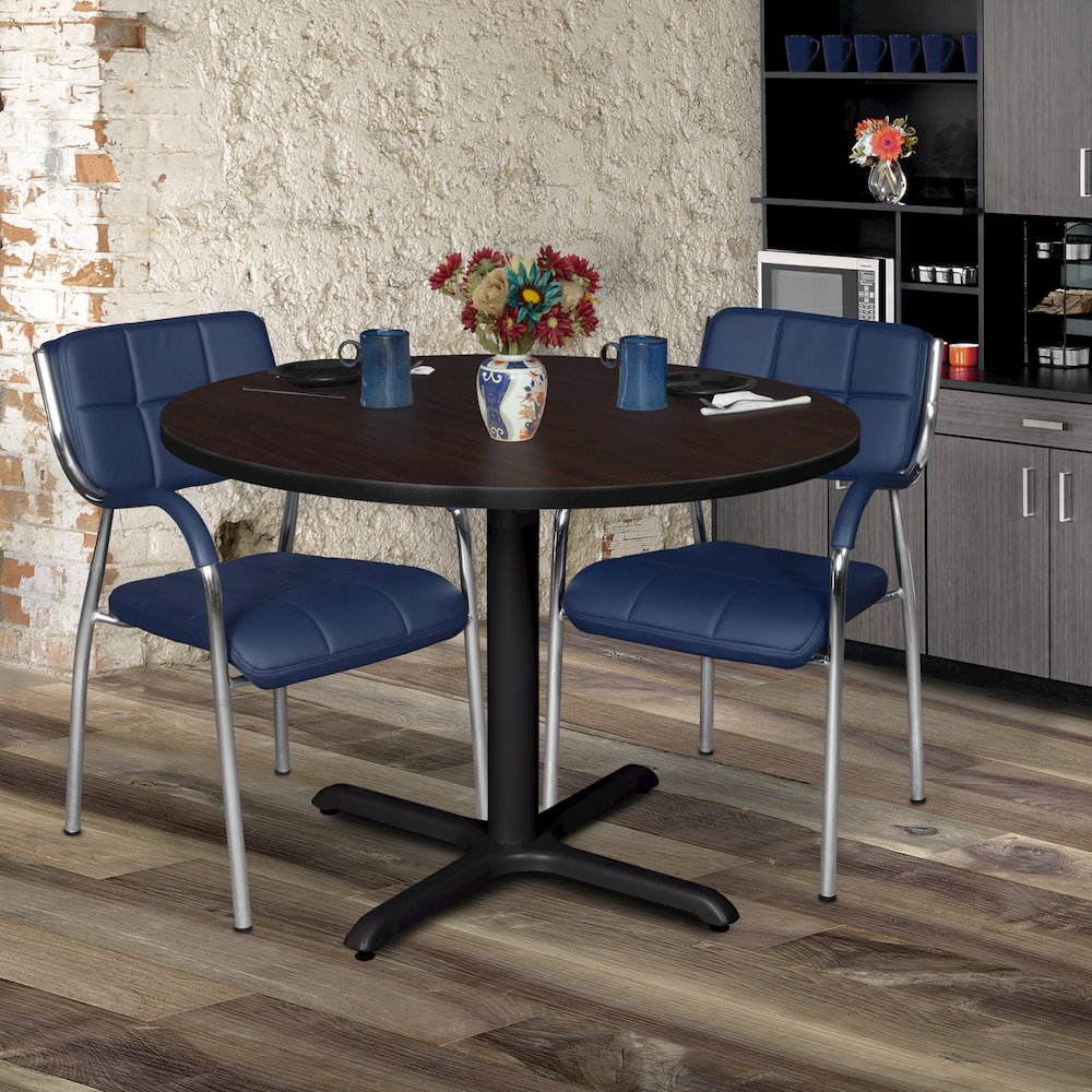 Large 48 in. Round X-Base Breakroom Table- Mahogany. Picture 4